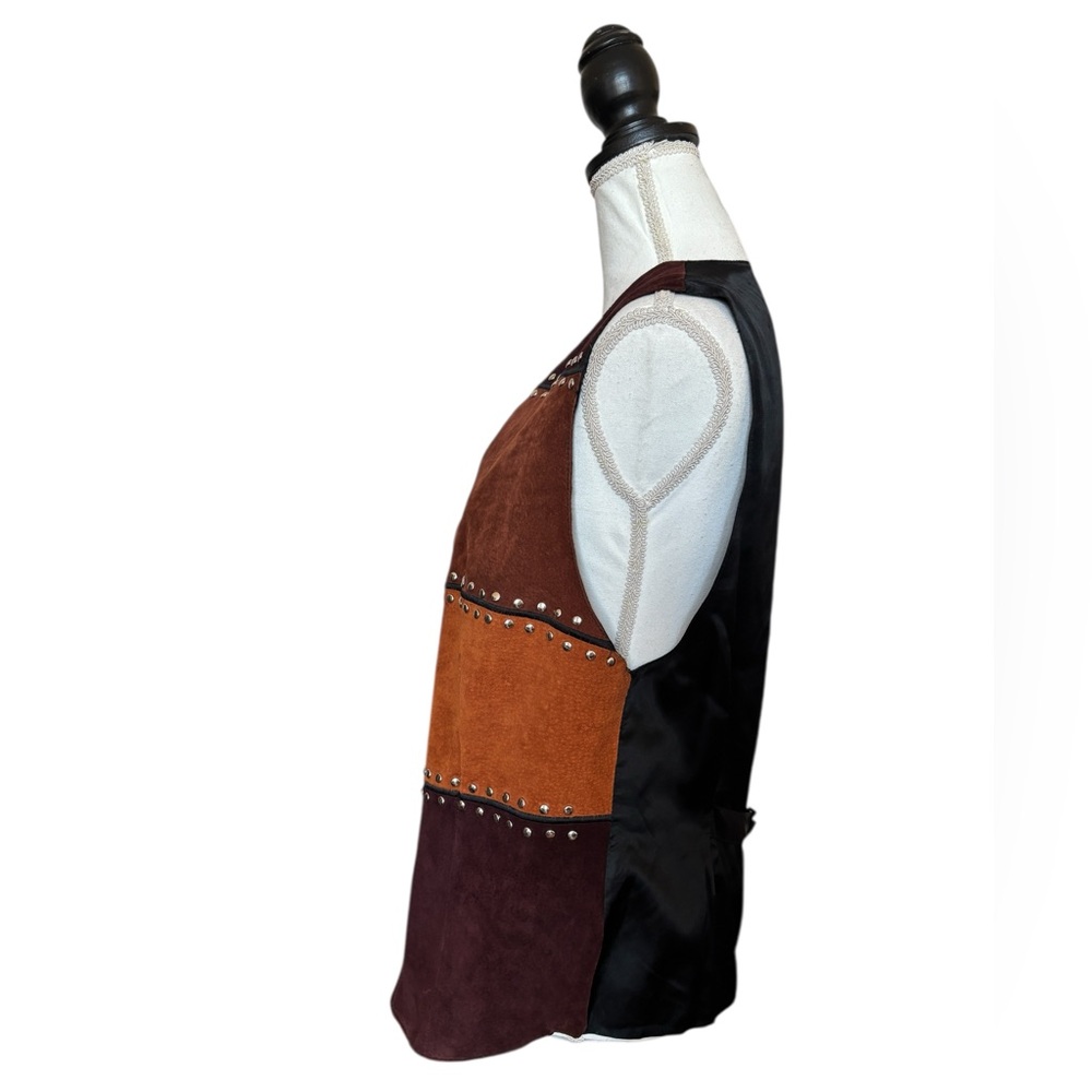 90s Vintage Patchwork Leather Western Style Studd… - image 2